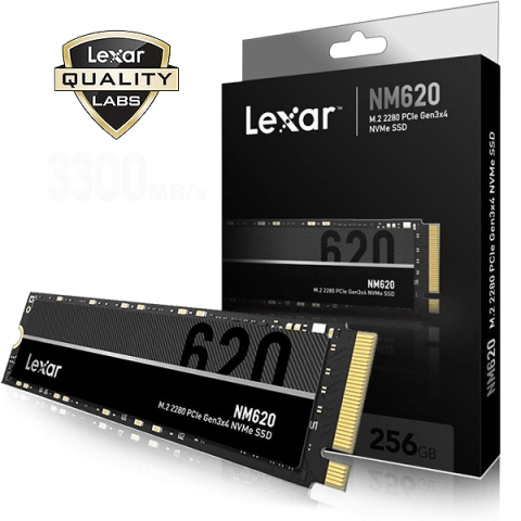 256GB PCIe Gen3 with 4 Lanes M.2 NVMe lexar  read up to 3500MB/s, write up to 1300MB/s